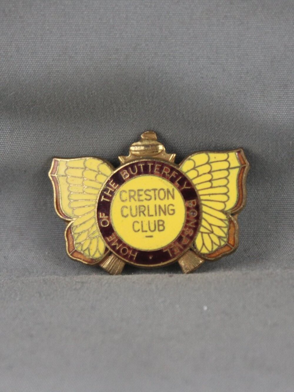 Vintage Curling Club Pin - Creston Curling Club - Inlaid Pin